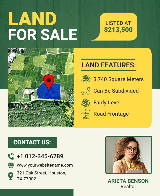 Modern Green Real Estate Land for Sale Poster Template
