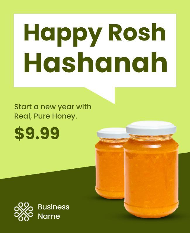Modern Green Rosh Hashanah Honey Promotion Poster Template