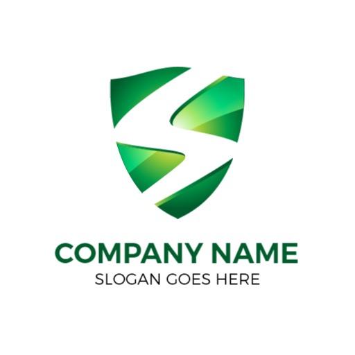 Modern Green Shield Design Representing Security Solutions Logo Template
