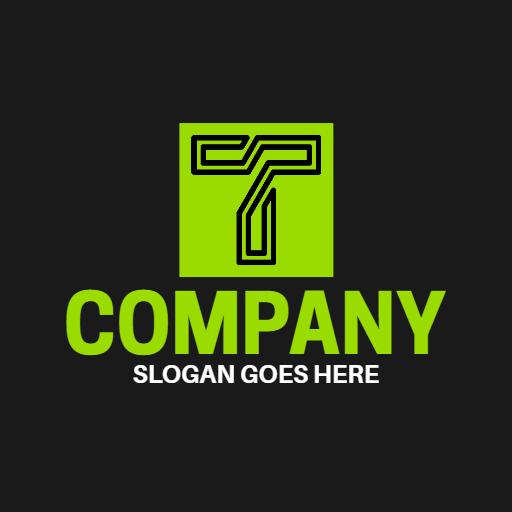 Modern Green T Letter Design Representing Your Company Logo Template