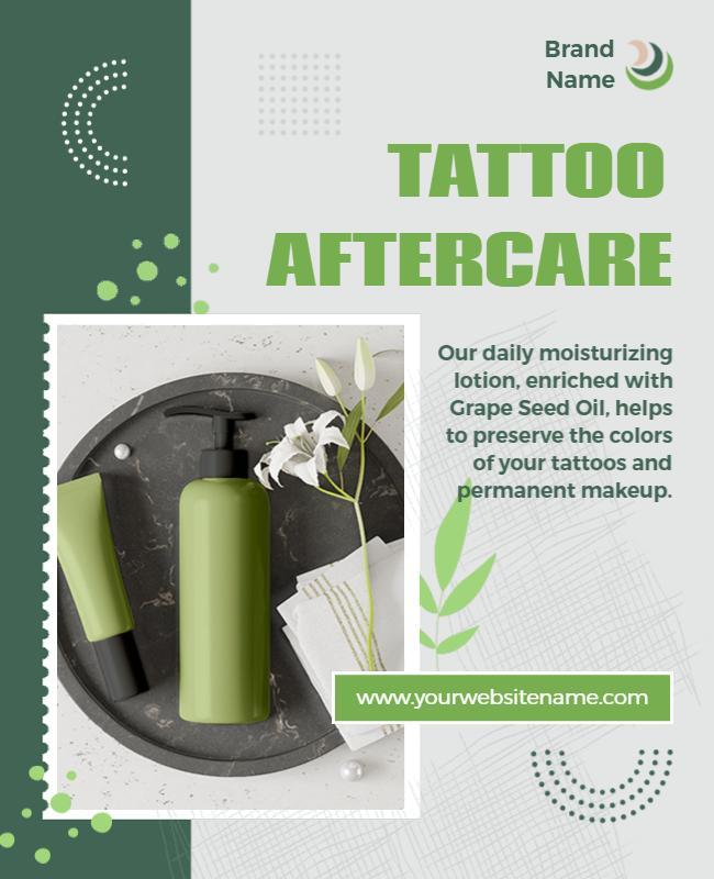 Modern Green Tattoo Aftercare Lotion Promotion Poster Template