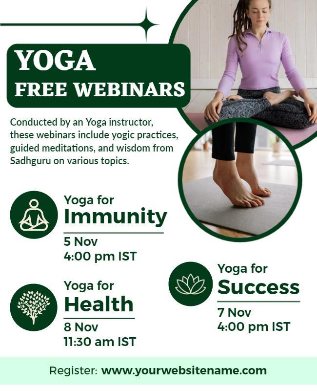 Modern Green Yoga Free Webinars for Health and Immunity Poster Template