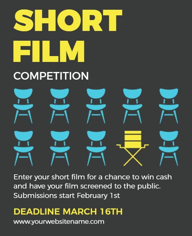 Modern Grey Short Film Competition Announcement Poster Template