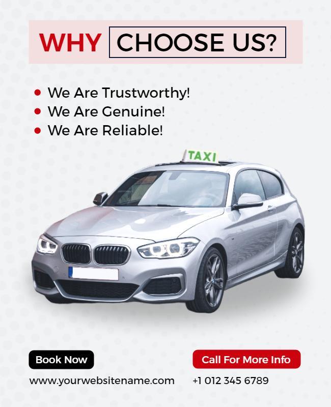 Modern Grey Taxi Service Trustworthiness Promotion Poster Template