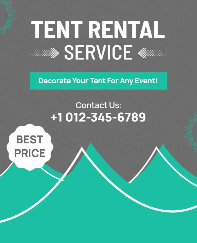 Modern Grey Tent Rental Service Decoration Poster Template