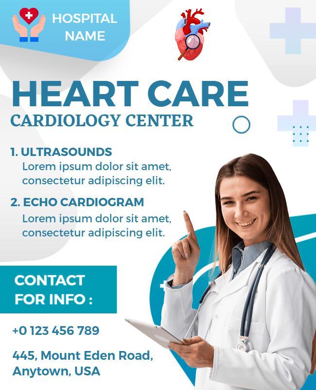 Modern Heart Care Cardiology Center Health Services Flyer Template