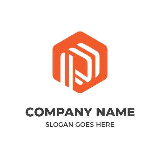 Modern Hexagonal Orange P Letter Design for Branding Logo Template