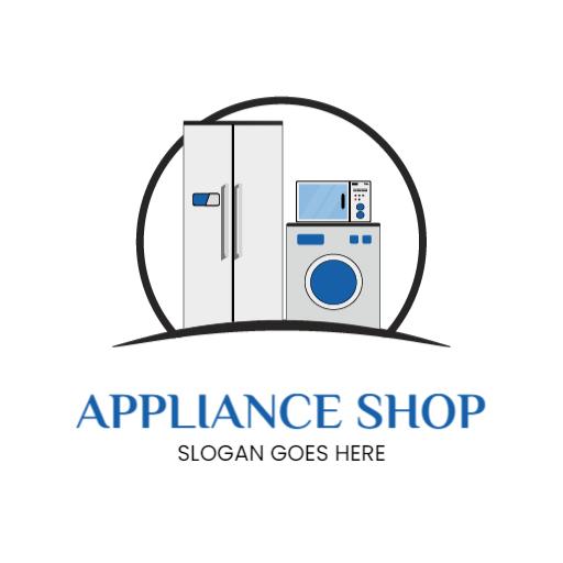 Modern Home Appliances Icon Design in Blue and Gray Logo Template