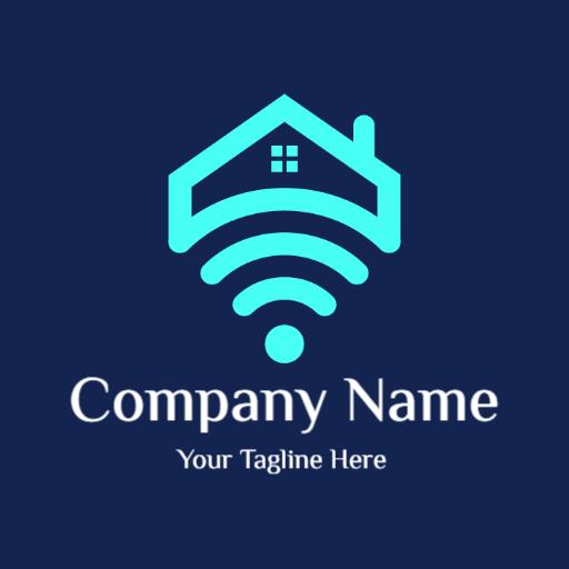 Modern Home Design Featuring Wifi Signal Connectivity Logo Template
