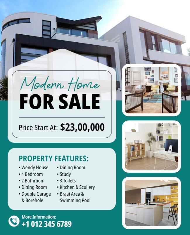 Modern Home for Sale Promotional Flyer Template