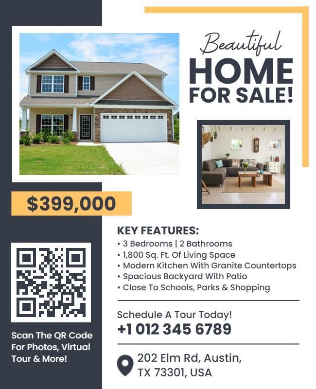 Modern Home for Sale Real Estate Listing Flyer Template