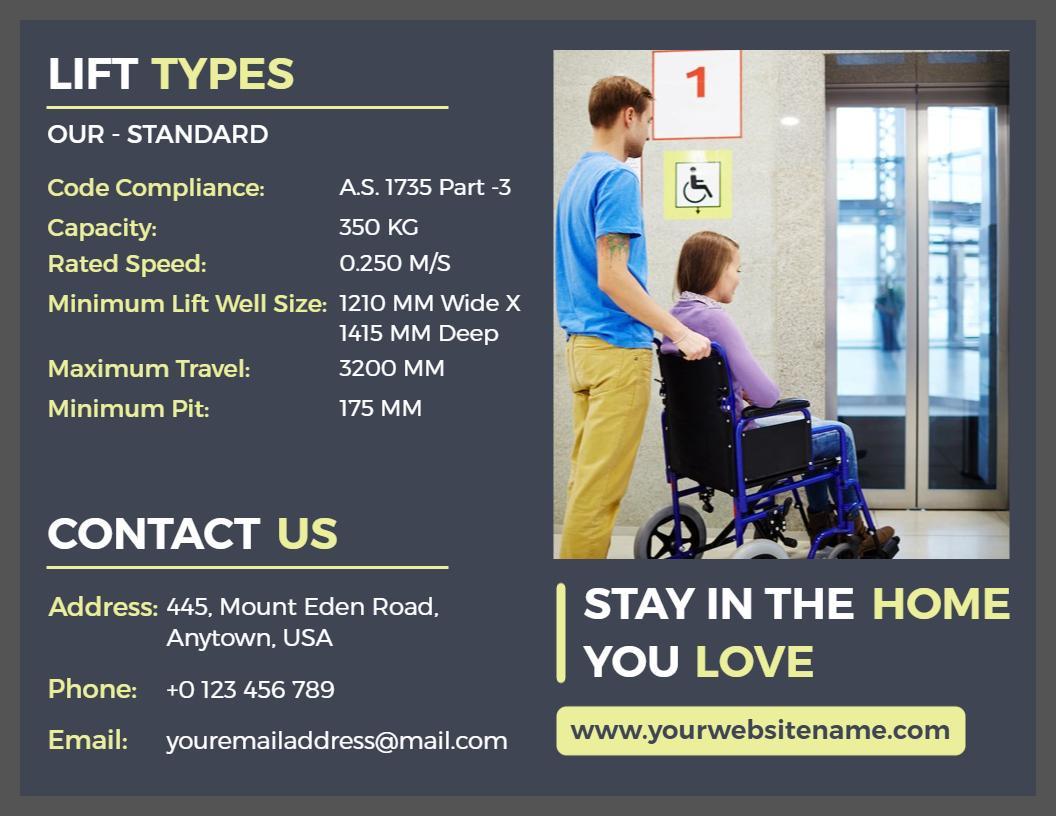 Modern Home Lift Solutions and Features Bi Fold Brochure Template