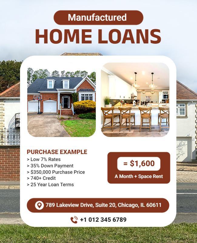 Modern Home Loan Services with Cozy Interior Design Poster Template