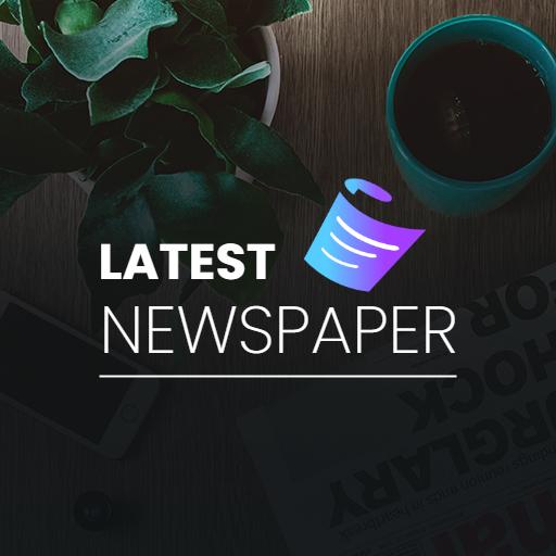 Modern Home Office Setting with Latest Newspaper Logo Template
