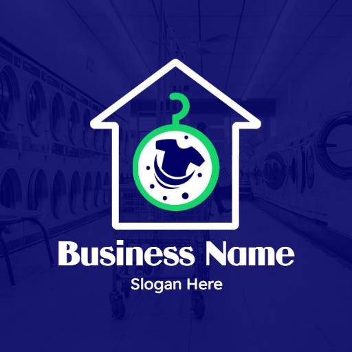 Modern House Design Featuring Fresh Laundry Services Logo Template