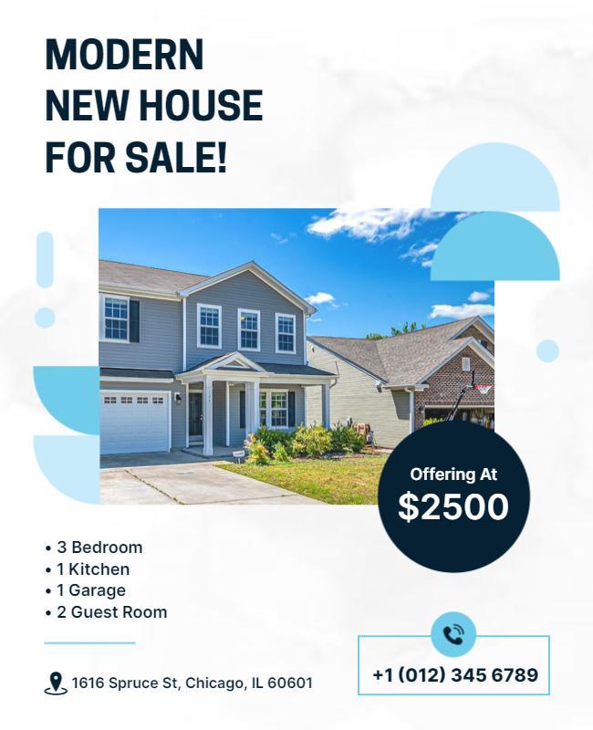 Modern House for Sale Advertisement Flyer Template