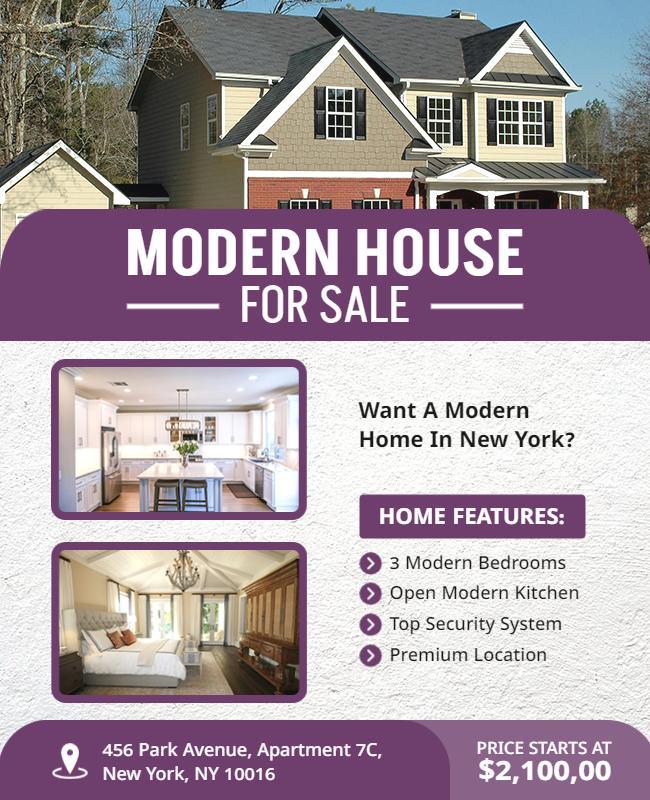 Modern House for Sale Promotion Flyer Template