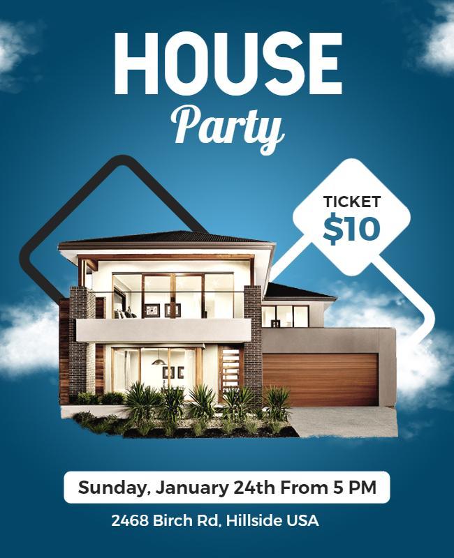 Modern House Party Invitation Flyer Template