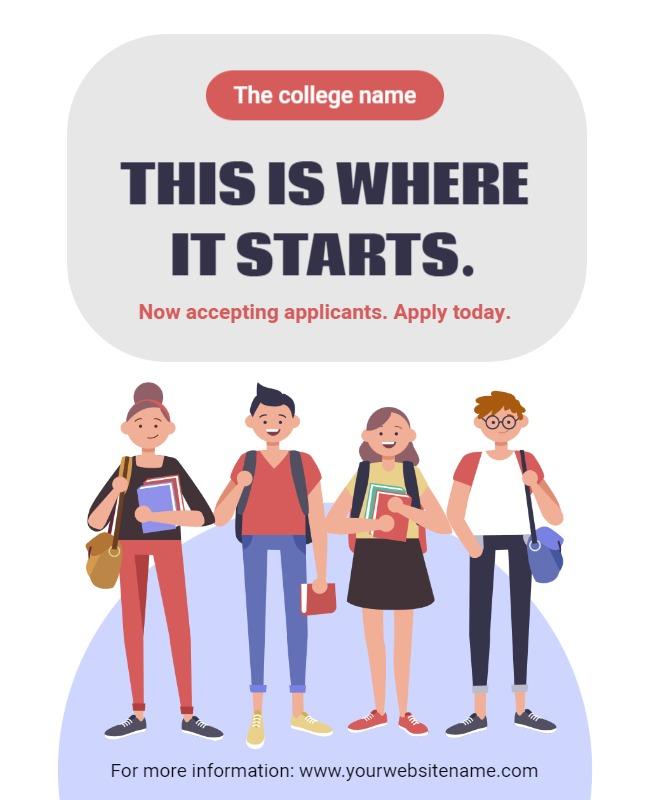 Modern Illustrated College Enrollment Promotion Poster Template