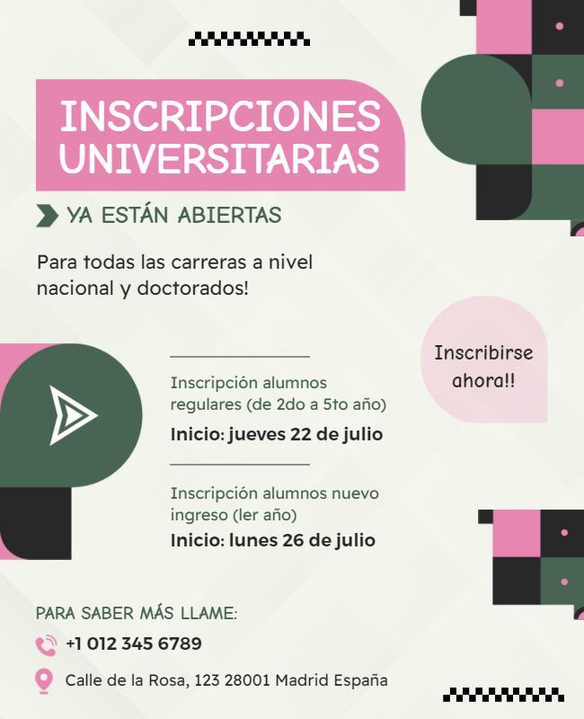 Modern Inscripciones Universitaria Flyer Template