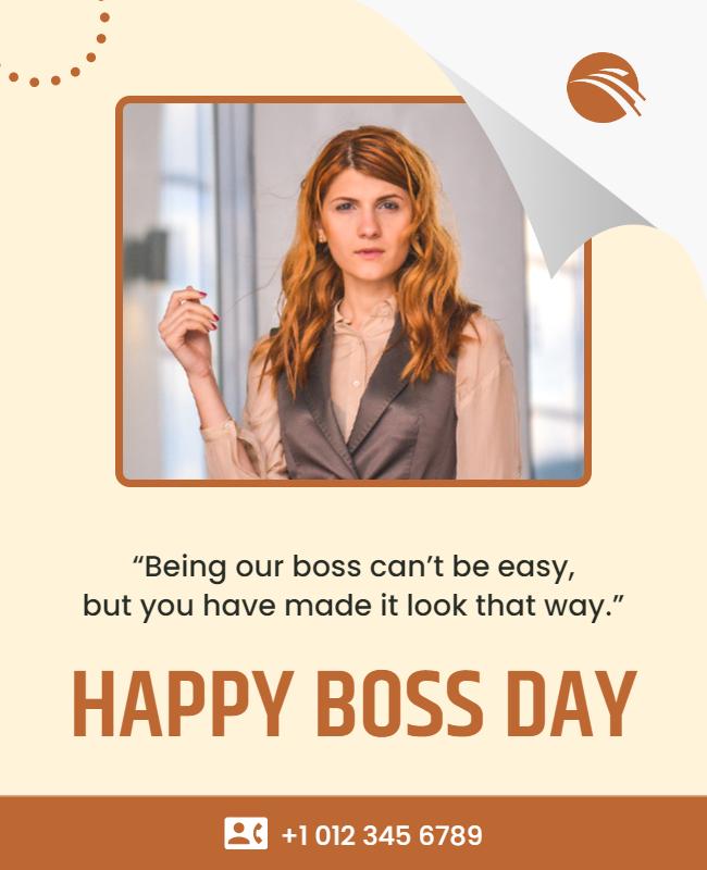 Modern Inspirational Happy Boss Day Celebration Poster Template
