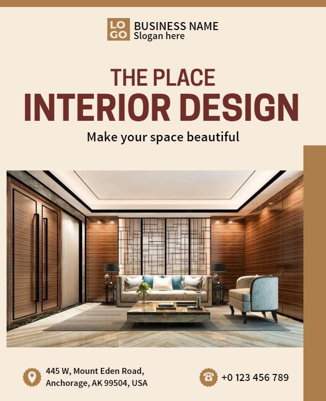 Modern Interior Design Service Promotion Flyer Template