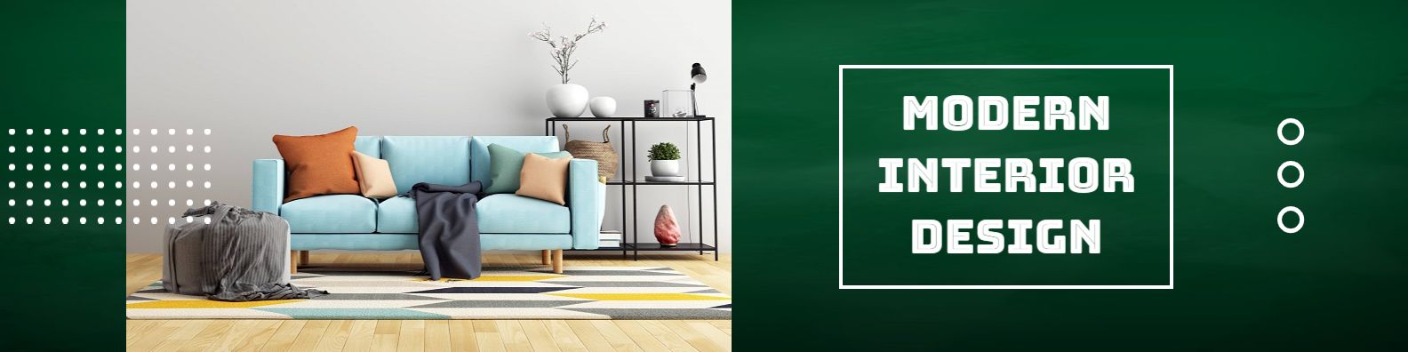 Modern Interior Design with Green Accents LinkedIn Banner Template