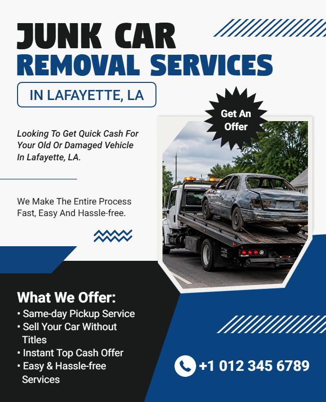 Modern Junk Car Removal Services Flyer Template