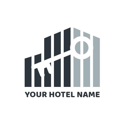 Modern Key and Building Design Symbolizing Hospitality Logo Template
