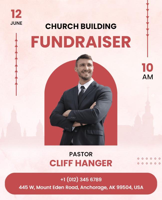 Modern Light Pink Church Fundraiser Event Poster Template