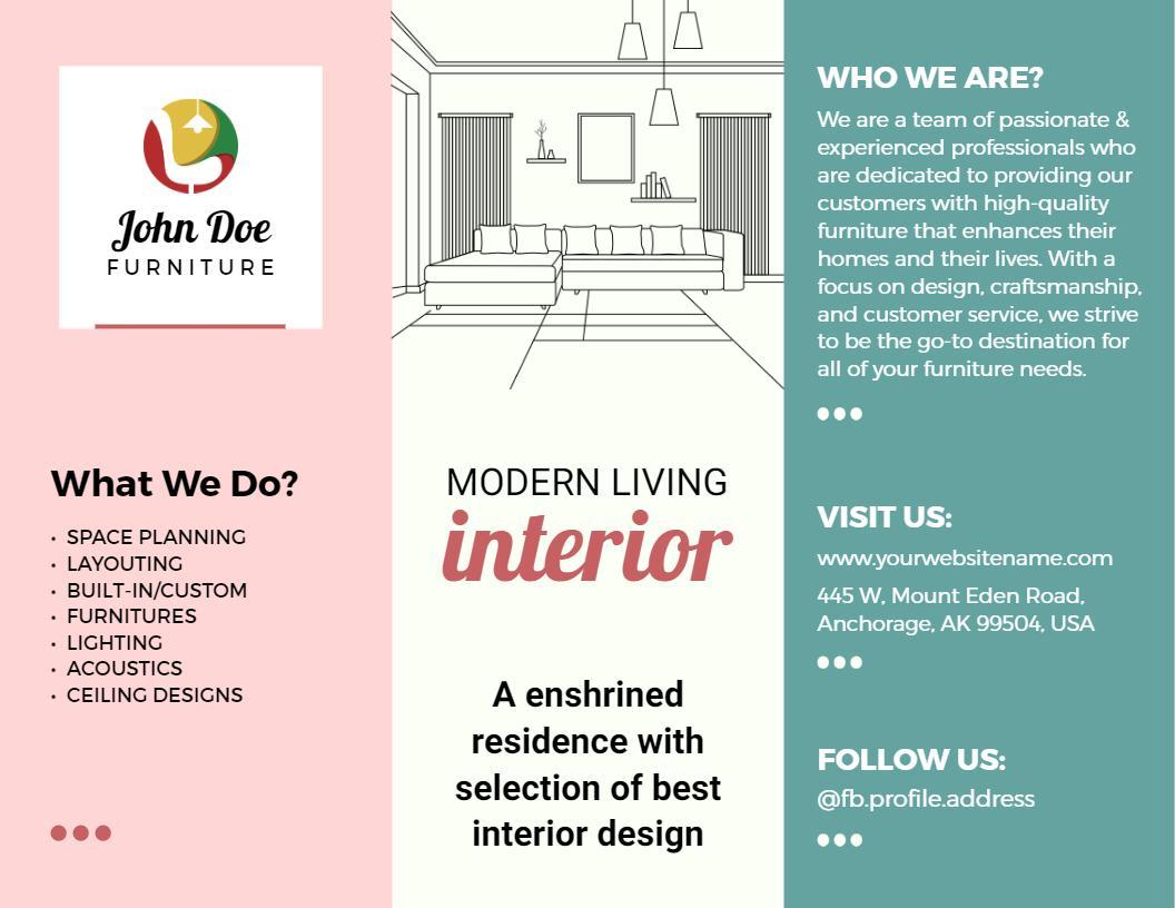 Modern Living Interior Design Furniture Brochure Template