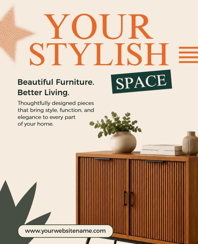 Modern Living Space Furniture Advertising Poster Template