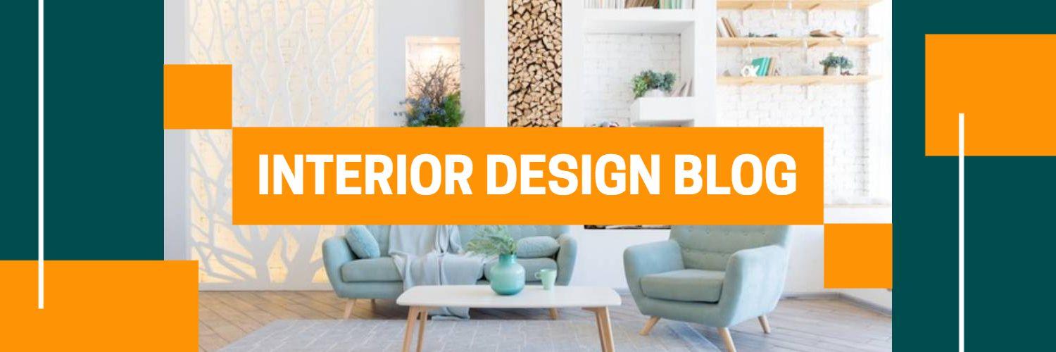 Modern Living Space with Green and Orange Accents Twitter Banner Template
