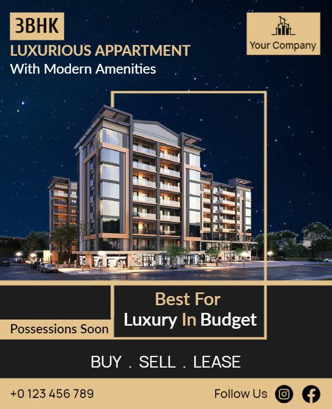 Modern Luxury Apartment Listing with Amenities Flyer Template