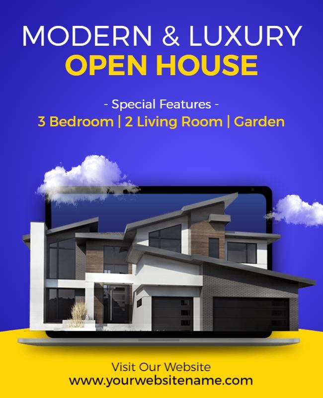 Modern Luxury Open House with Virtual Tour Poster Template