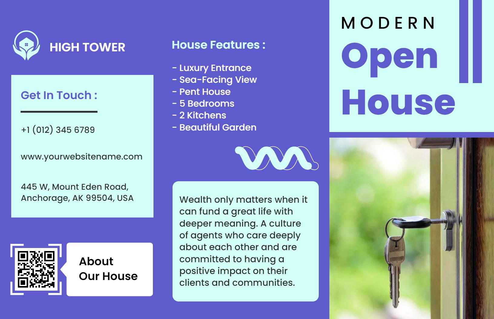 Modern Luxury Pent House Open House Features Brochure Template