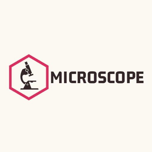 Modern Microscope Design Featuring Analyzing Science Logo Template