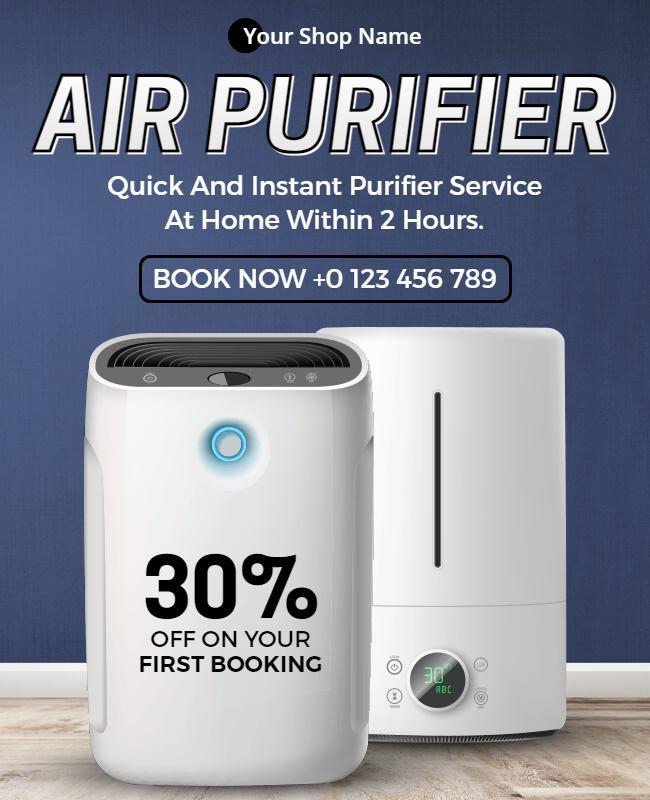 Modern Minimalist Air Purifier Service Discount Poster Template