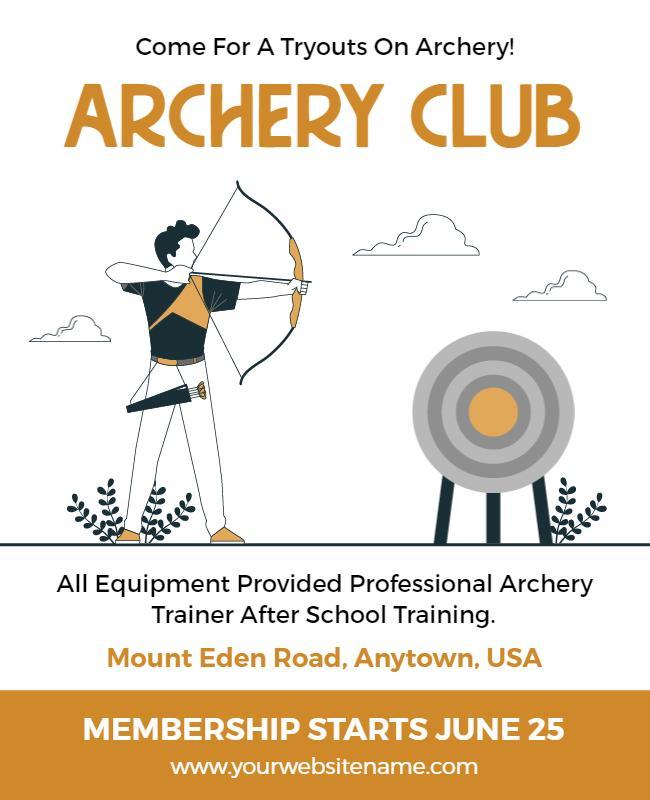 Modern Minimalist Archery Club Tryouts Flyer Template