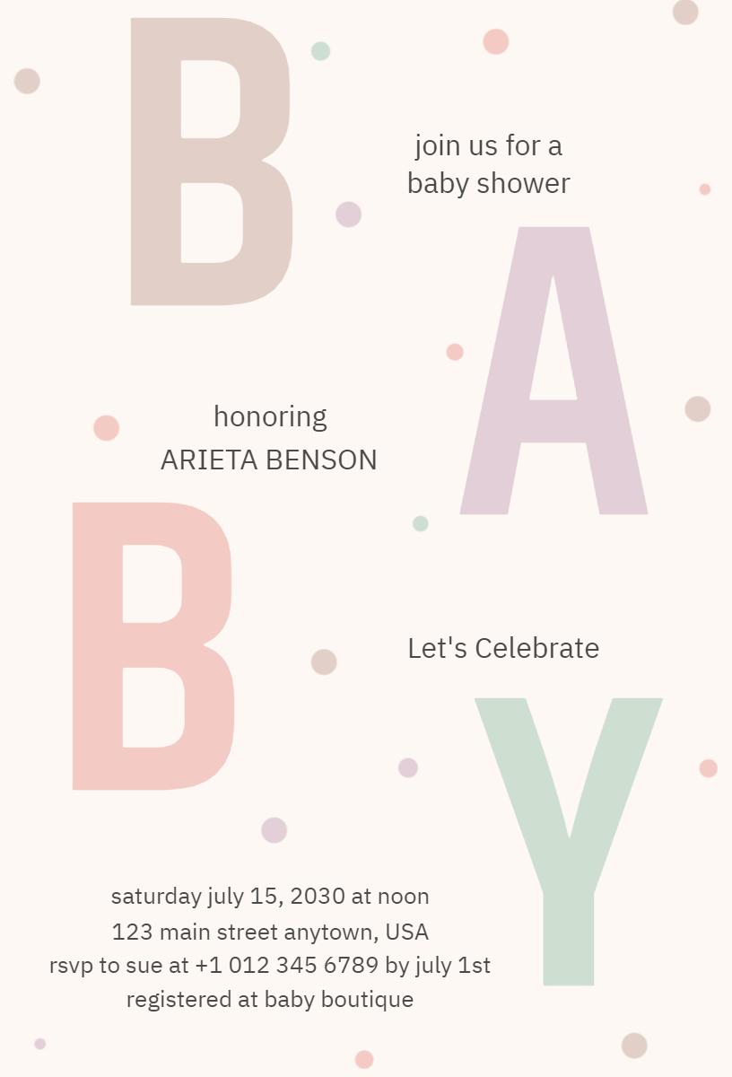 Modern Minimalist Baby Shower Celebration Invitation Template