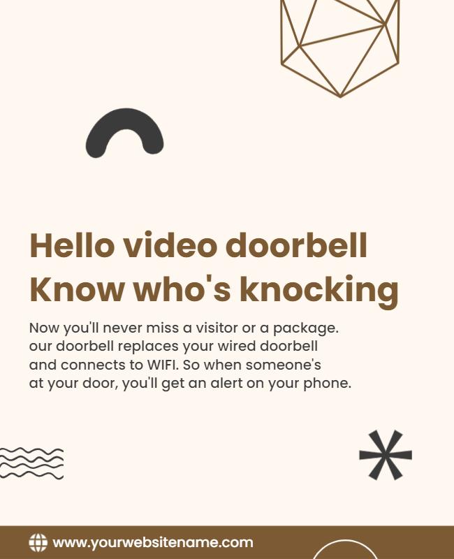 Modern Minimalist Brown Video Doorbell Alert System Poster Template