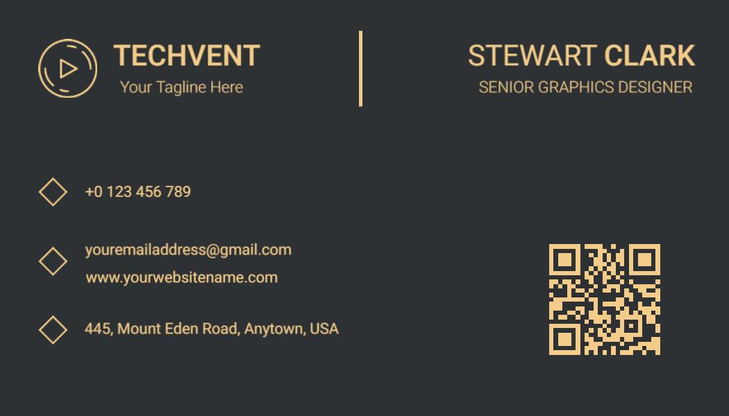 Modern Minimalist Dark Theme Graphics Designer Business Card Template