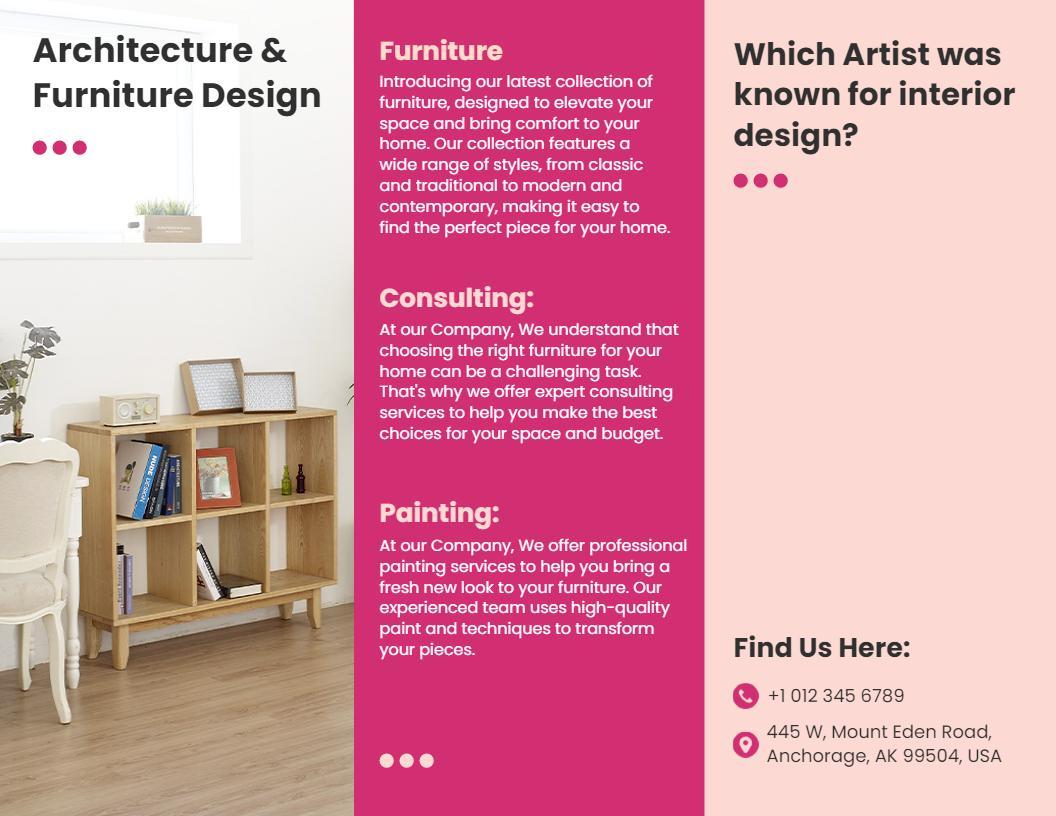 Modern Minimalist Furniture Collection and Design Brochure Template