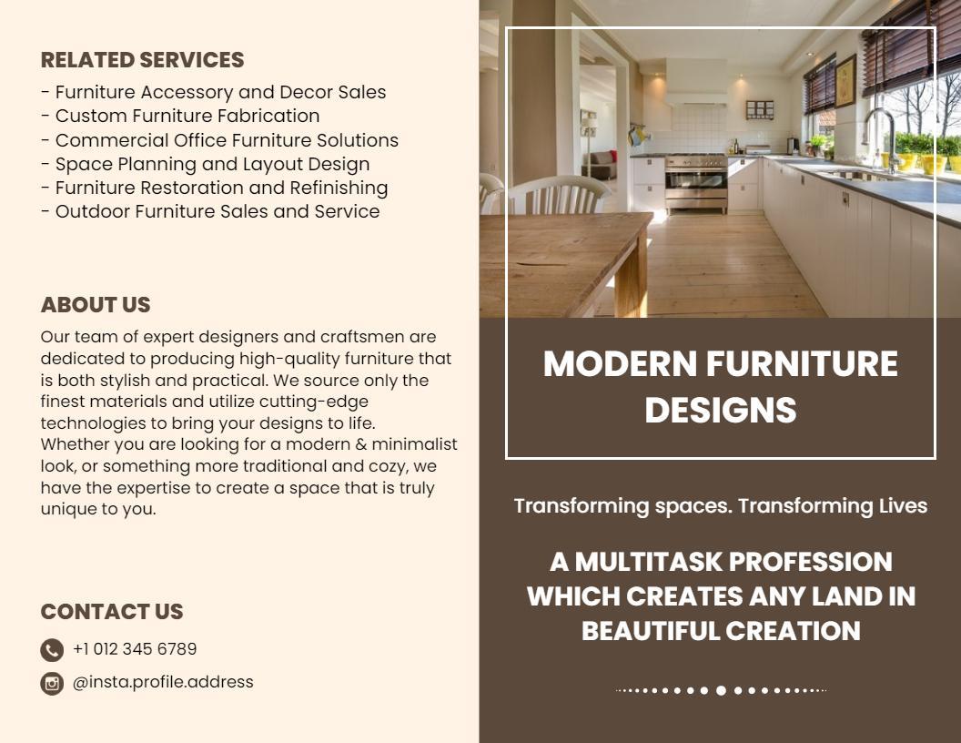 Modern Minimalist Furniture Design Services Brochure Template