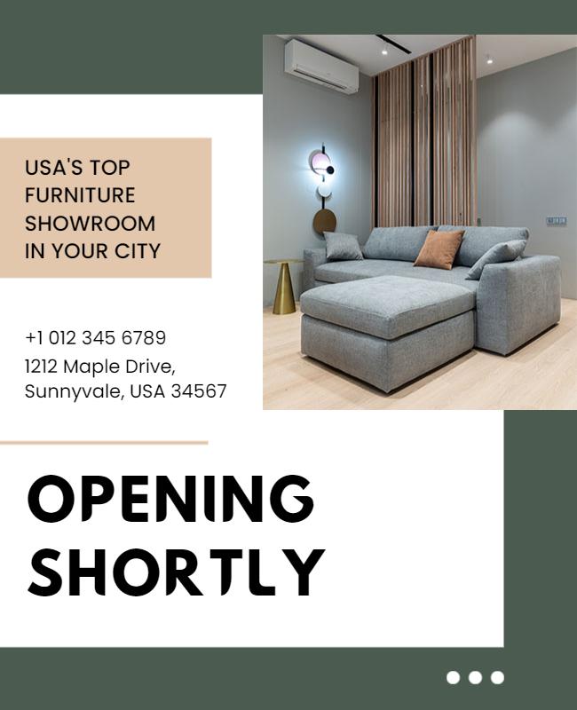 Modern Minimalist Furniture Showroom Opening Soon Poster Template