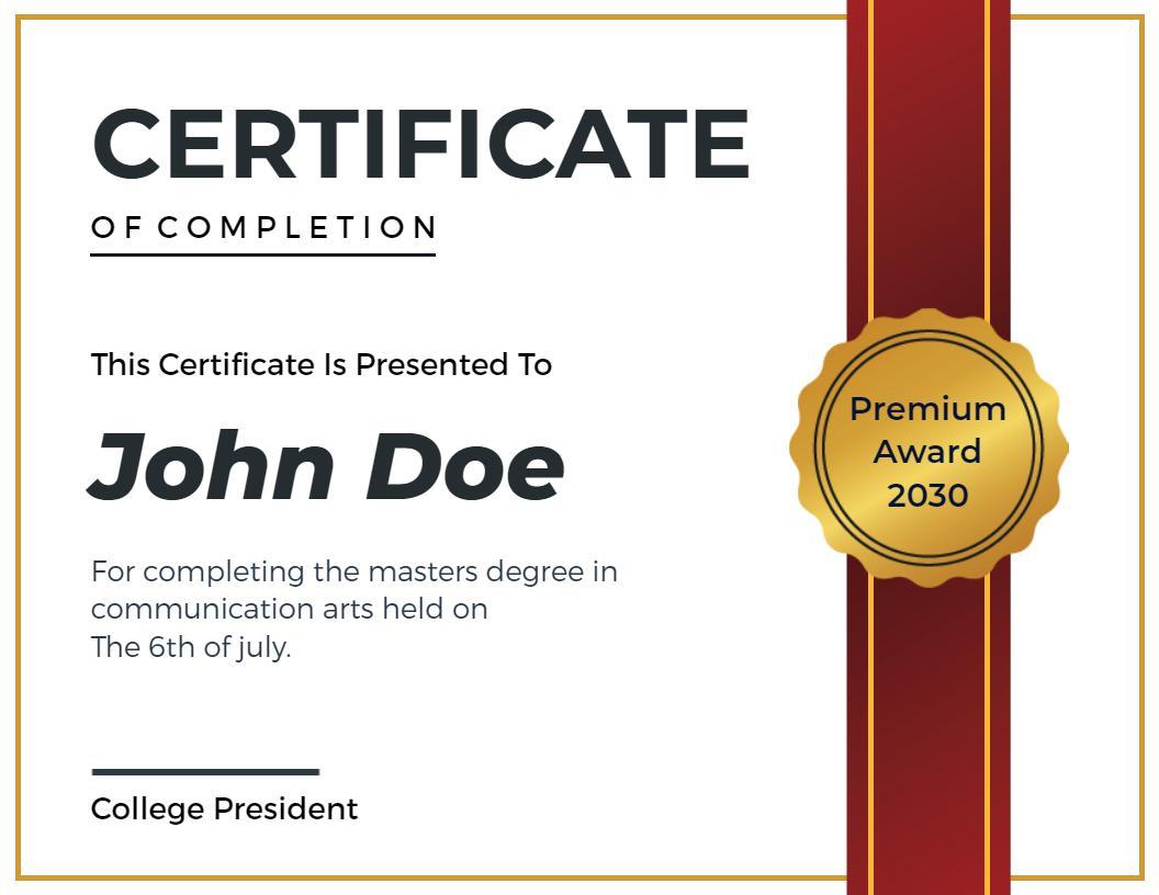 Modern Minimalist Gold Academic Achievement Certificate Template
