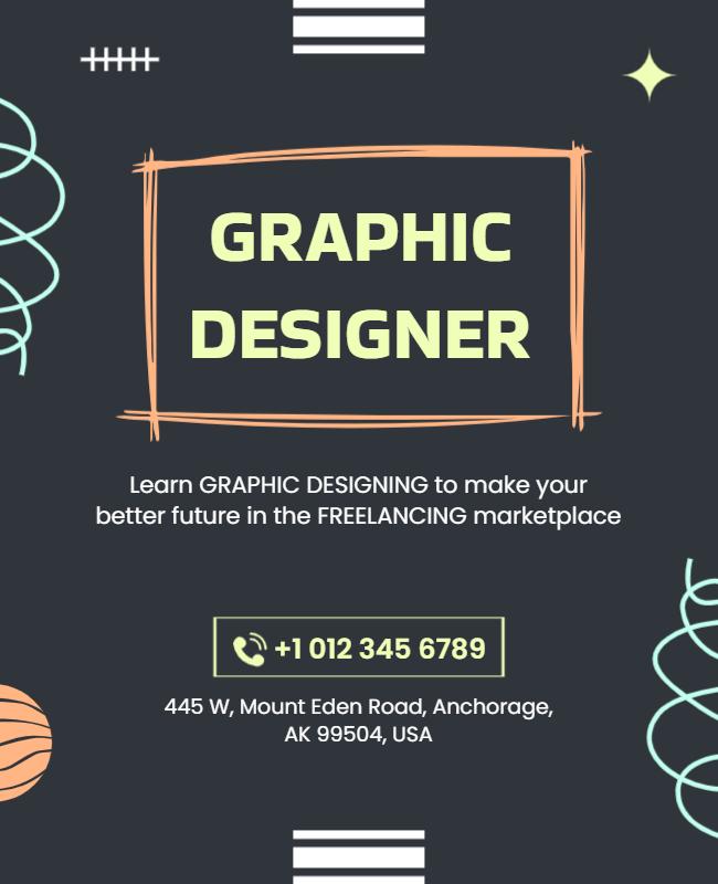 Modern Minimalist Graphic Designer Freelancing Poster Template