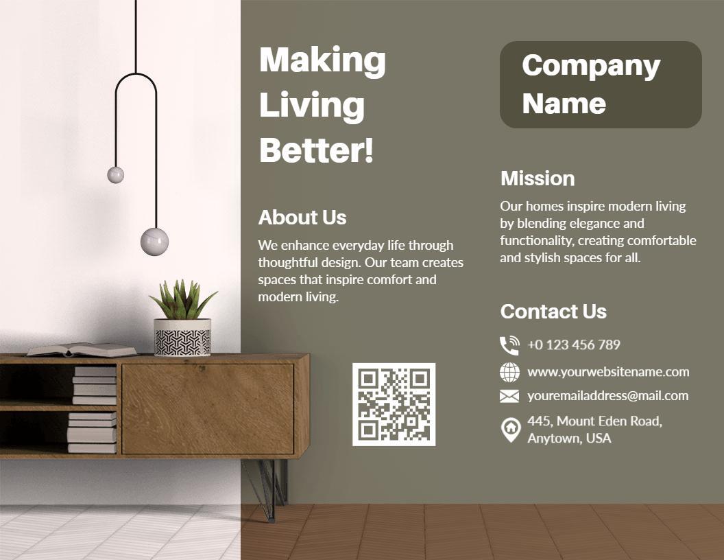 Modern Minimalist Interior Design Living Space Brochure Template