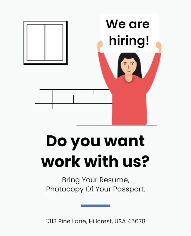 Modern Minimalist Job Hiring Announcement Poster Template