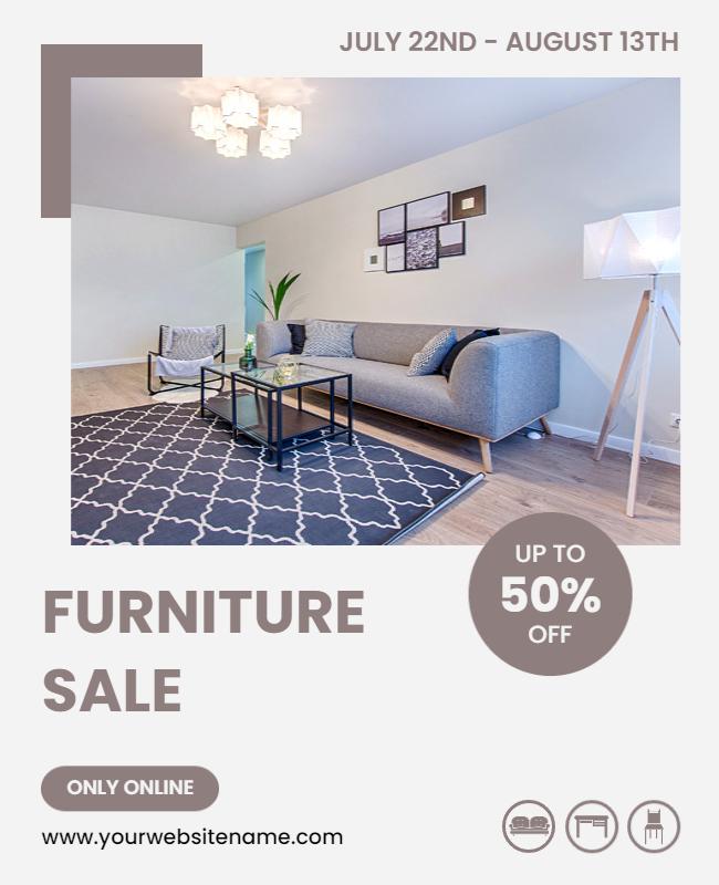 Modern Minimalist Light Furniture Sale Poster Template